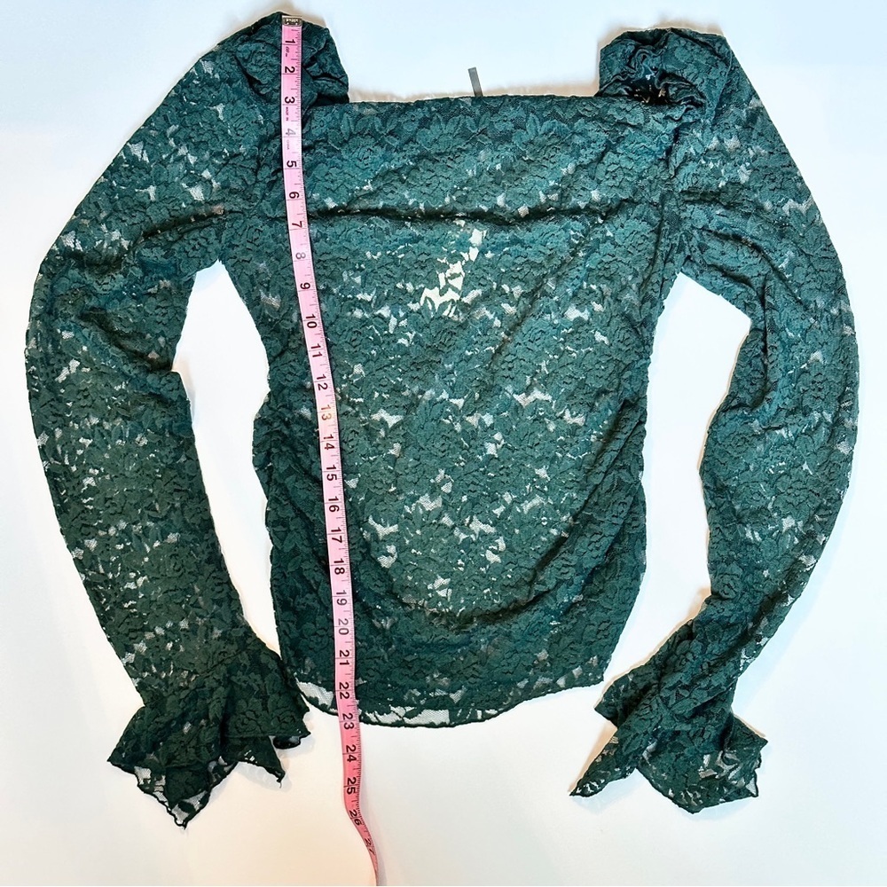 Anthropologie Long Sleeve Green 100% Lace Top Size Medium - Picture 16 of 16